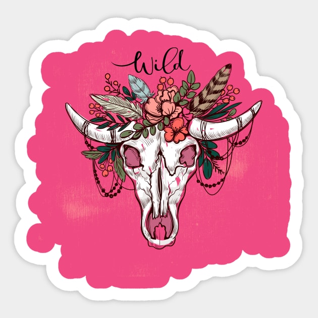 Wild Bison Skull Boho Sticker by letnothingstopyou
